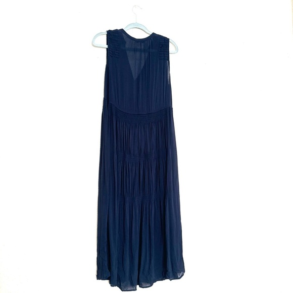 Standard James Perse Pleated A-line Dress in French Navy - Picture 3 of 7